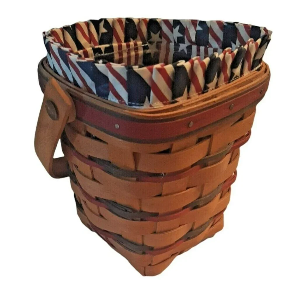 Longaberger 1995 All American Carry Along Basket Red White Blue Patriotic 6.5